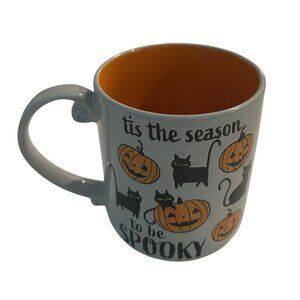Large Halloween Coffee Mug Tis The Season To Be Spooky Black Cats & Pumpkins